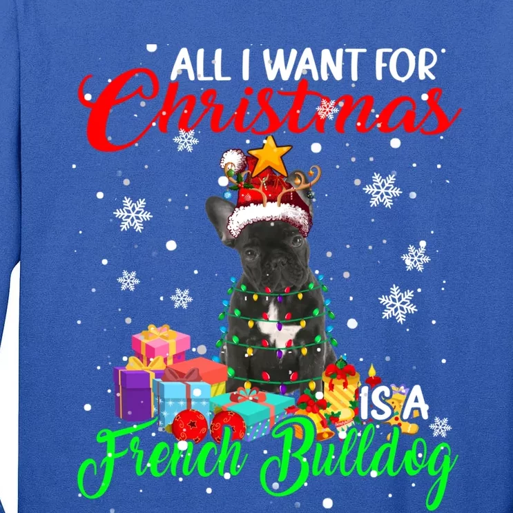 All I Want For Christmas Is A French Bulldog Santa Reindeer Gift Tall Long Sleeve T-Shirt