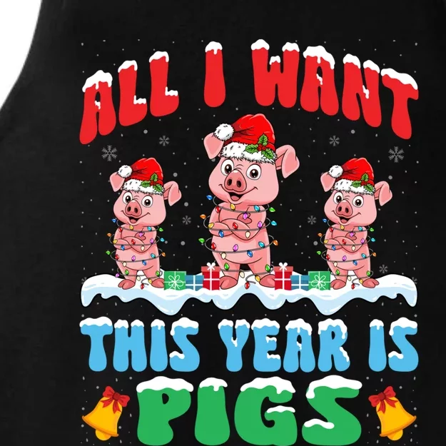 All I Want This Year Is Pigs Wearing Christmas Hat Gift Ladies Tri-Blend Wicking Tank