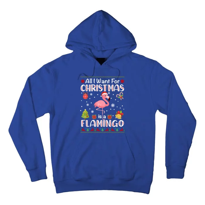 All I Want For Christmas Is A Flamingo Funny Xmas Holiday Funny Gift Tall Hoodie