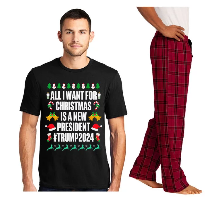 All I Want For Christmas Is A New President Trump 2024 Xmas Pajama Set