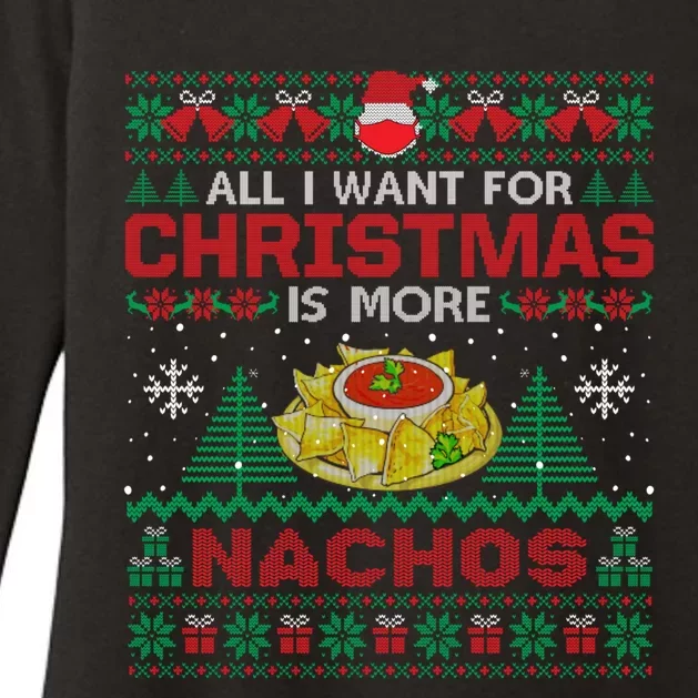 All I Want Is Nachos Christmas Pajama Mexican Food Party Womens CVC Long Sleeve Shirt