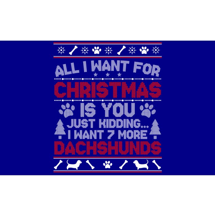 All I Want For Christmas 7 Dachshunds Ugly Sweater Cool Gift Bumper Sticker