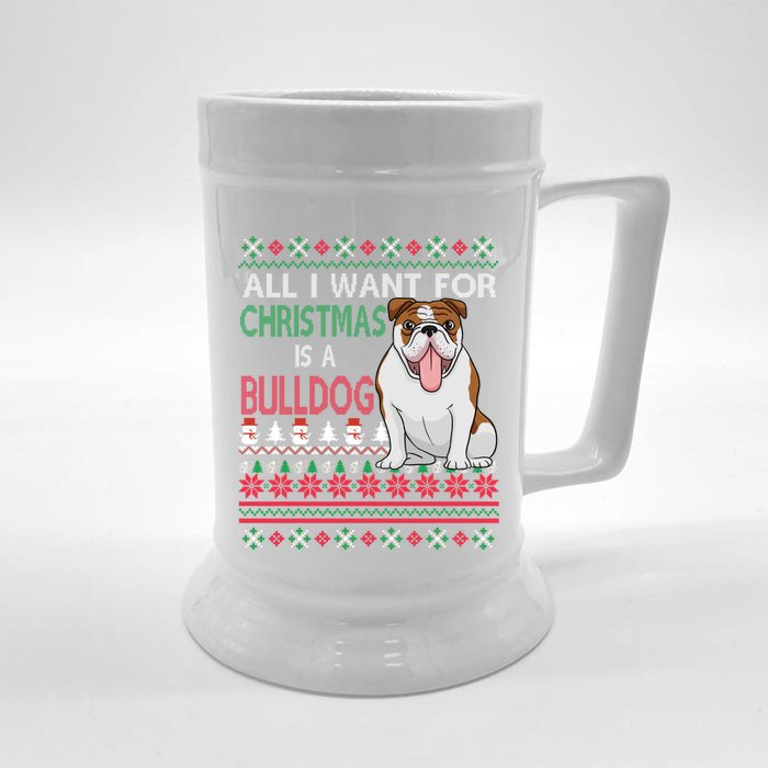 All I Want For Christmas Is A Bulldog Gift Front & Back Beer Stein