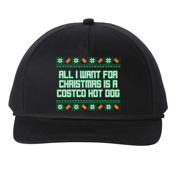 All I Want For Christmas Is A Costco Hot Dog Christmas Sweater Snapback Five-Panel Rope Hat