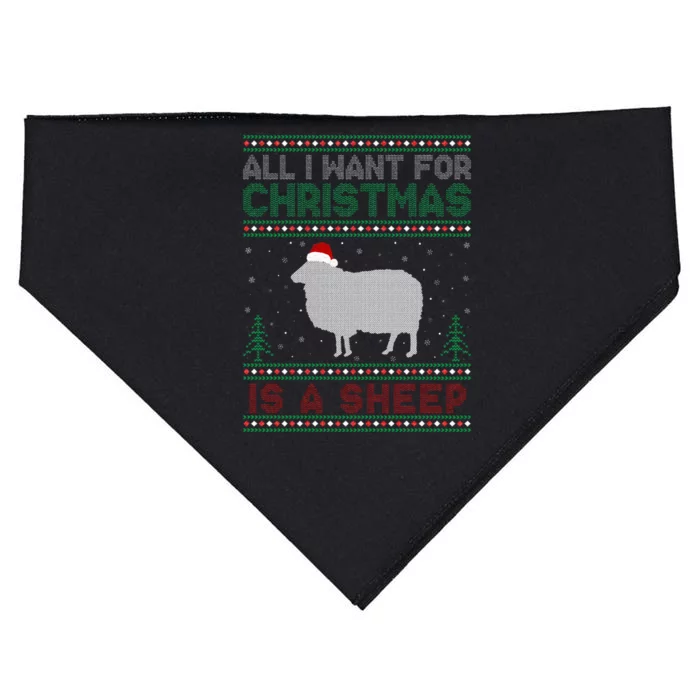 All I Want for Xmas is a Sheep Ugly Christmas Sweater USA-Made Doggie Bandana