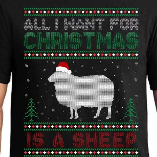 All I Want for Xmas is a Sheep Ugly Christmas Sweater Pajama Set