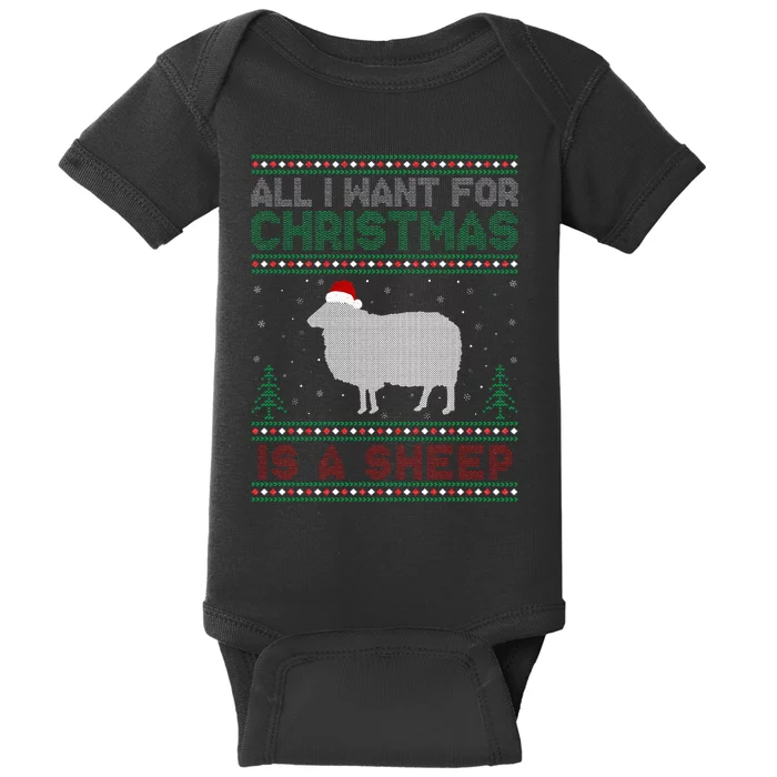 All I Want for Xmas is a Sheep Ugly Christmas Sweater Baby Bodysuit