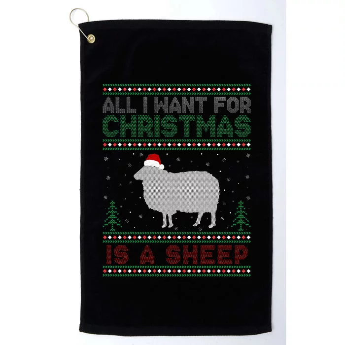 All I Want for Xmas is a Sheep Ugly Christmas Sweater Platinum Collection Golf Towel