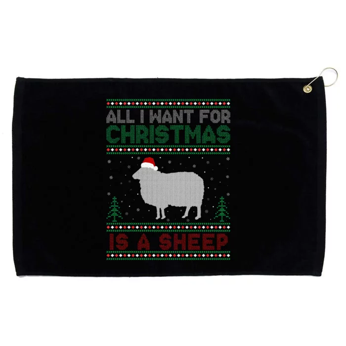 All I Want for Xmas is a Sheep Ugly Christmas Sweater Grommeted Golf Towel