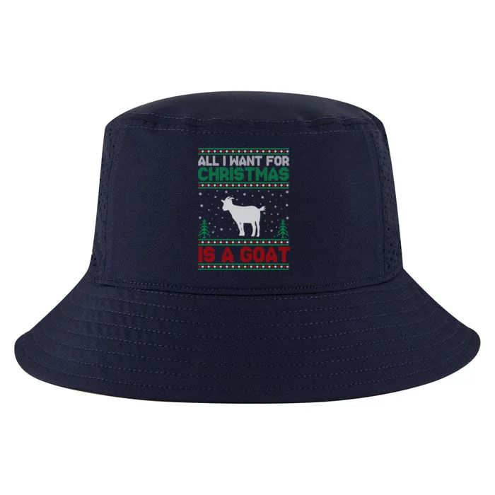 All I Want For Xmas Is A Goat Ugly Christmas Sweater Cool Gift Cool Comfort Performance Bucket Hat