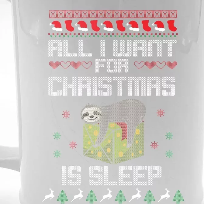 All I Want For Christmas Is Sleep Funny Xmas Pajama Costume Funny Gift Front & Back Beer Stein