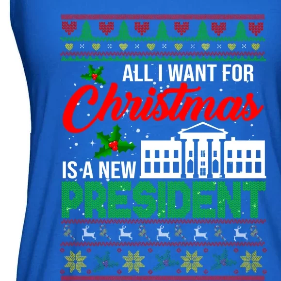 All I Want For Christmas Is A New President Xmas Sweater Gift Ladies Essential Flowy Tank