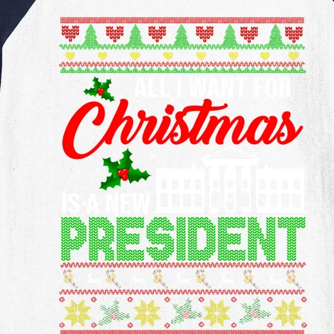 All I Want For Christmas Is A New President Xmas Sweater Gift Baseball Sleeve Shirt