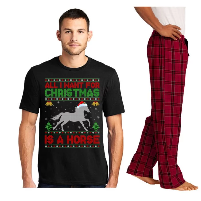 All I Want For Xmas Is A Horse Funny Ugly Christmas Horse Gift Pajama Set