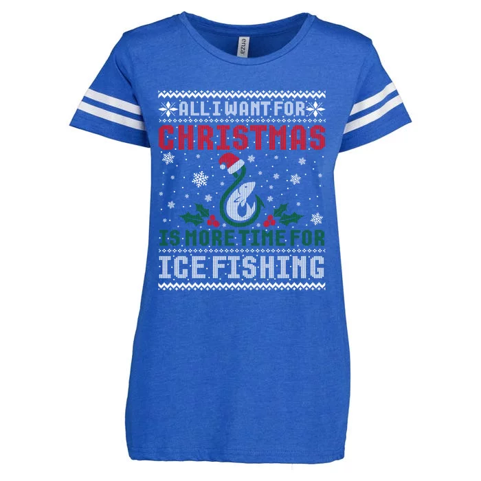 All I Want For Christmas More Ice Fishing Ugly Sweater Gift Enza Ladies Jersey Football T-Shirt