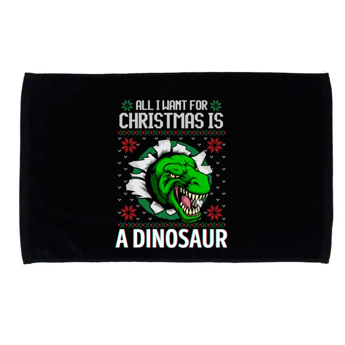 All I Want For Christmas Is A Dinosaur Xmas Fun T Rex Bite Cool Gift Microfiber Hand Towel