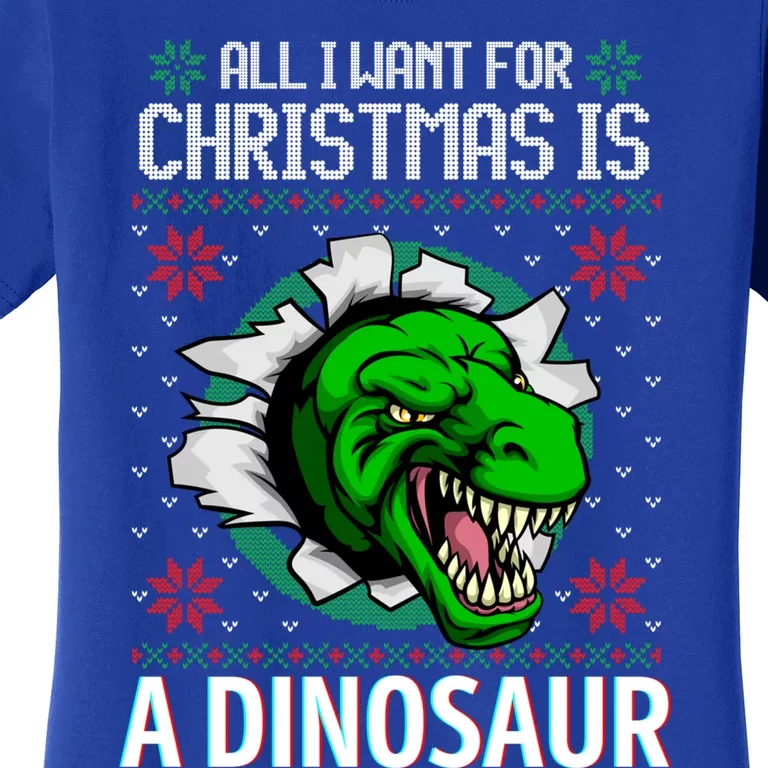 All I Want For Christmas Is A Dinosaur Xmas Fun T Rex Bite Cool Gift Women's T-Shirt