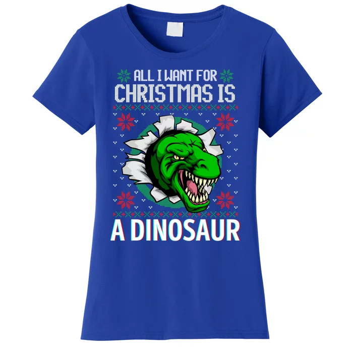 All I Want For Christmas Is A Dinosaur Xmas Fun T Rex Bite Cool Gift Women's T-Shirt