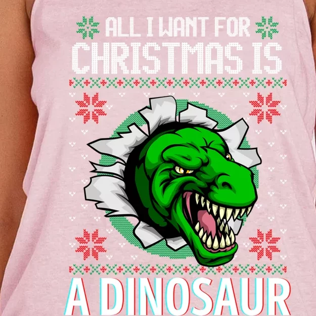 All I Want For Christmas Is A Dinosaur Xmas Fun T Rex Bite Cool Gift Women's Knotted Racerback Tank