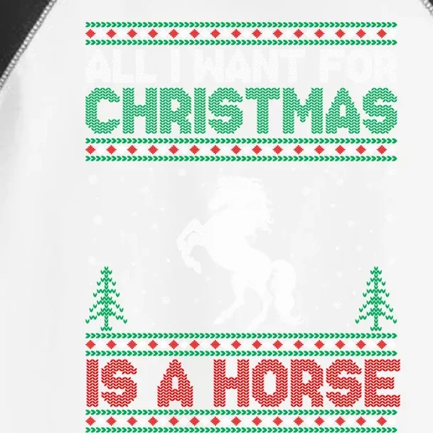 All I Want For Xmas Is A Horse Ugly Christmas Sweater Gift Toddler Fine Jersey T-Shirt