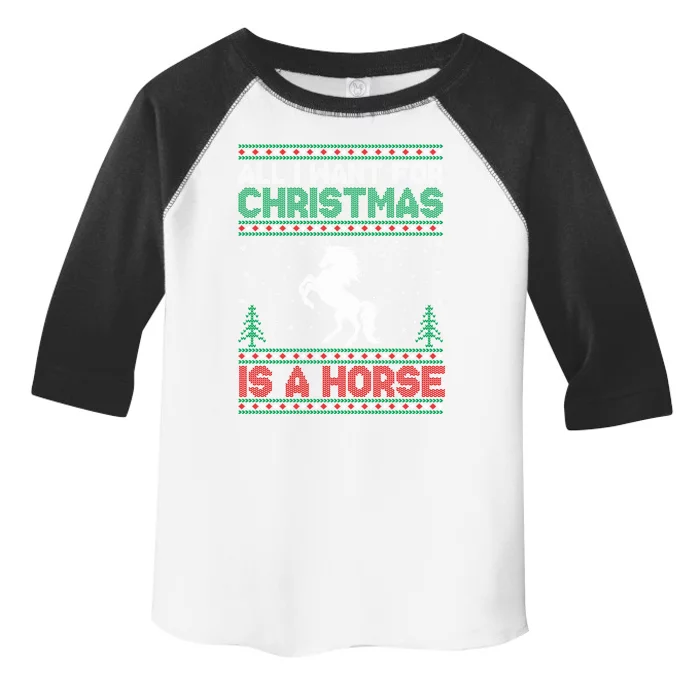 All I Want For Xmas Is A Horse Ugly Christmas Sweater Gift Toddler Fine Jersey T-Shirt