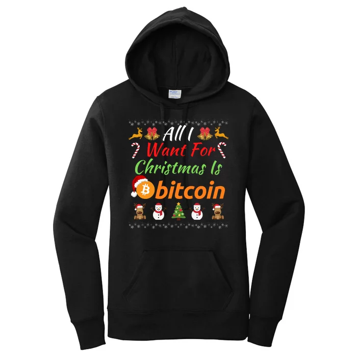 All I Want For Christmas Is Bitcoin, Funny Retirement Plan, Bitcoin Crypto Women's Pullover Hoodie