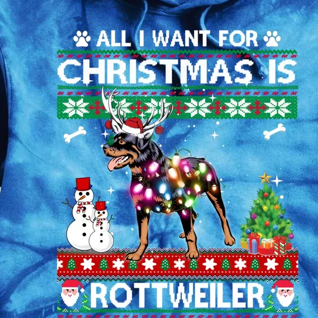 All I Want For Christmas Is Rottweiler Dog Xmas Funny Gift Tie Dye Hoodie