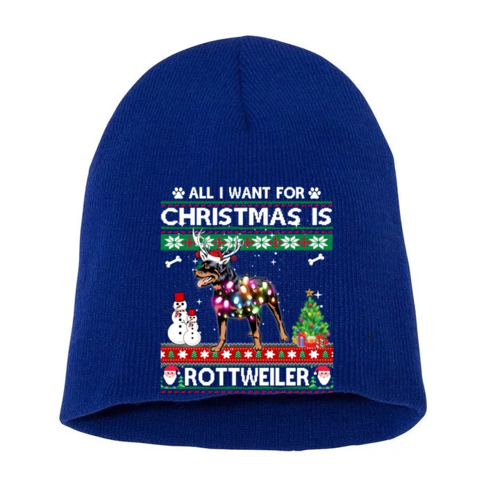 All I Want For Christmas Is Rottweiler Dog Xmas Funny Gift Short Acrylic Beanie