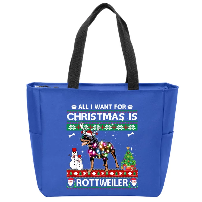 All I Want For Christmas Is Rottweiler Dog Xmas Funny Gift Zip Tote Bag