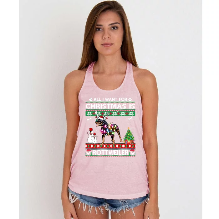 All I Want For Christmas Is Rottweiler Dog Xmas Funny Gift Women's Knotted Racerback Tank