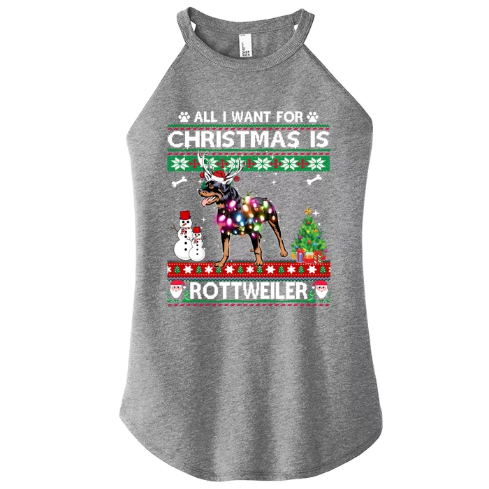 All I Want For Christmas Is Rottweiler Dog Xmas Funny Gift Women’s Perfect Tri Rocker Tank