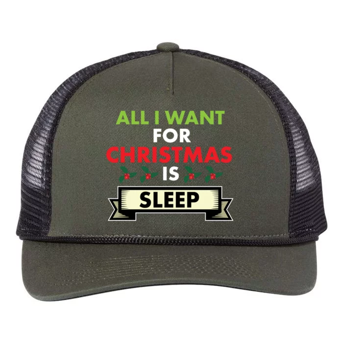 All I Want For Christmas Is Sleep Meaningful Gift Retro Rope Trucker Hat Cap