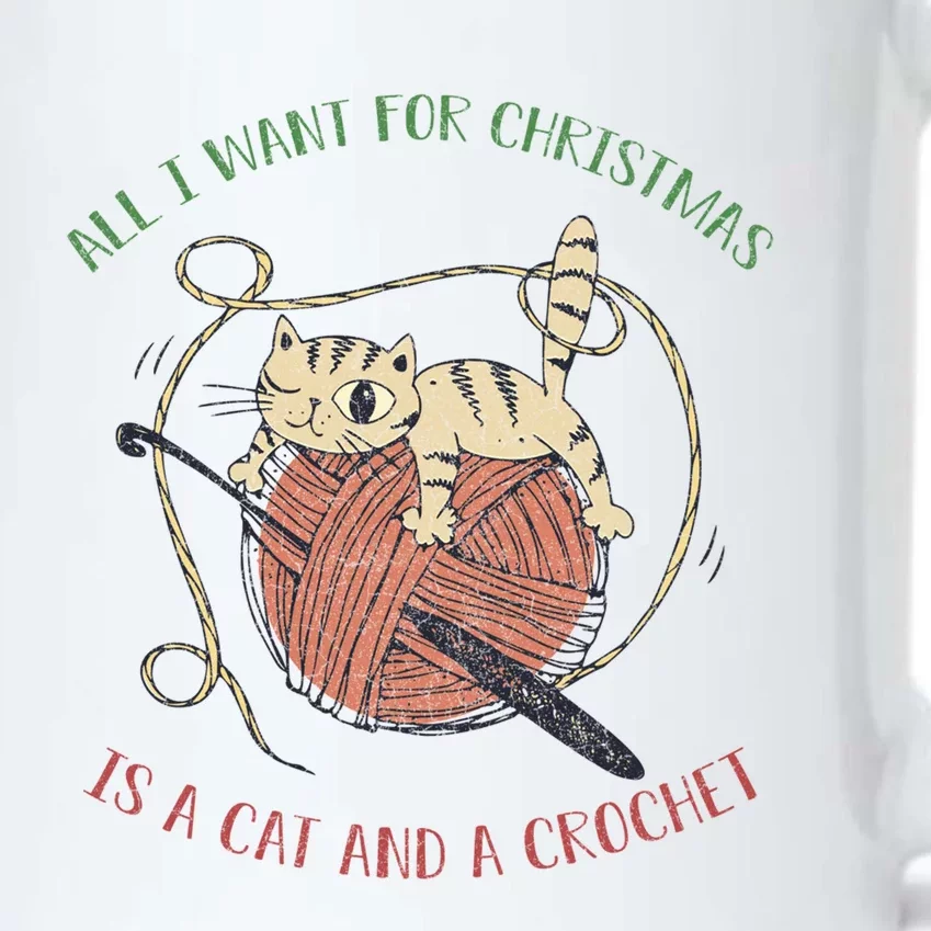 All I Want For Christmas Is A Cat And A Crochet Gift Black Color Changing Mug