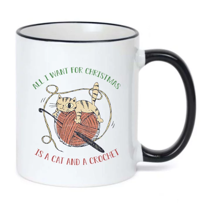 All I Want For Christmas Is A Cat And A Crochet Gift Black Color Changing Mug