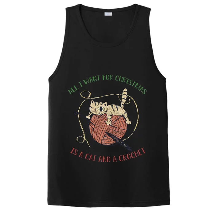 All I Want For Christmas Is A Cat And A Crochet Gift Performance Tank