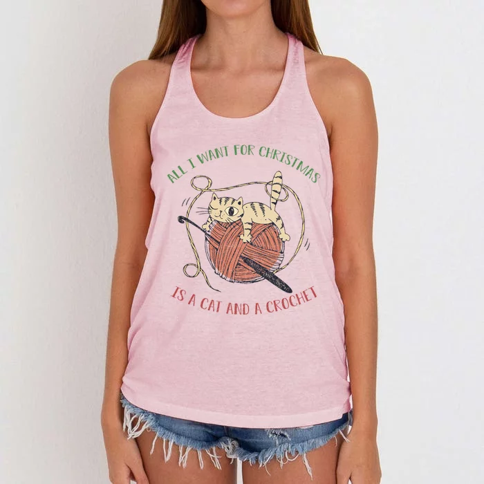 All I Want For Christmas Is A Cat And A Crochet Gift Women's Knotted Racerback Tank