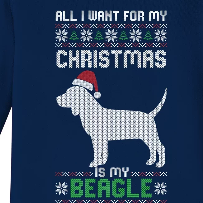 All I Want For My Christmas Poodle Cute Dog Ugly Xmas Pajama Gift Baby Long Sleeve Bodysuit