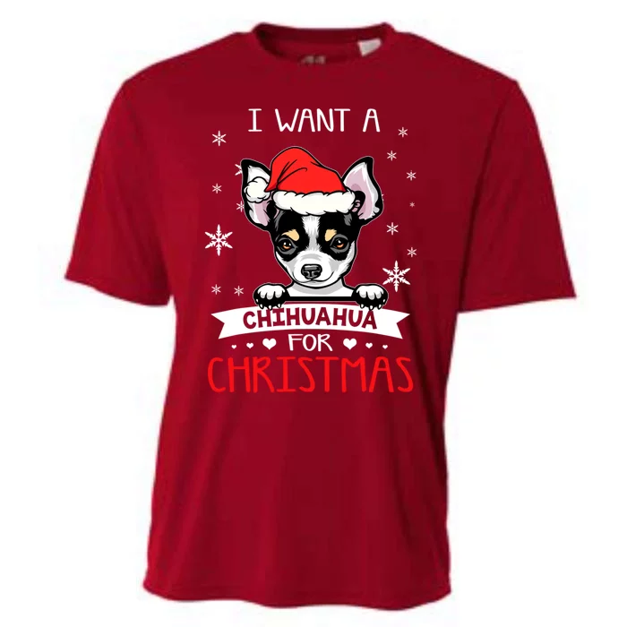 All I Want For Christmas Is A Chihuahua Xmas Dog Lover Cute Gift Cooling Performance Crew T-Shirt