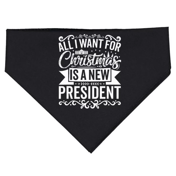 All I Want For Christmas Is A New President Xmas Sweater USA-Made Doggie Bandana