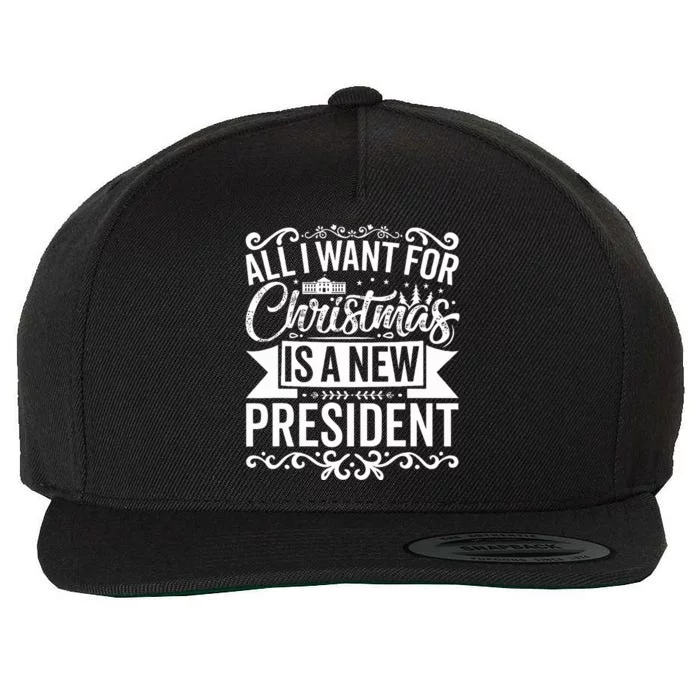 All I Want For Christmas Is A New President Xmas Sweater Wool Snapback Cap