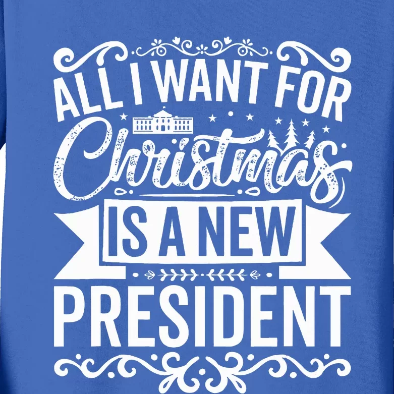 All I Want For Christmas Is A New President Xmas Sweater Kids Long Sleeve Shirt