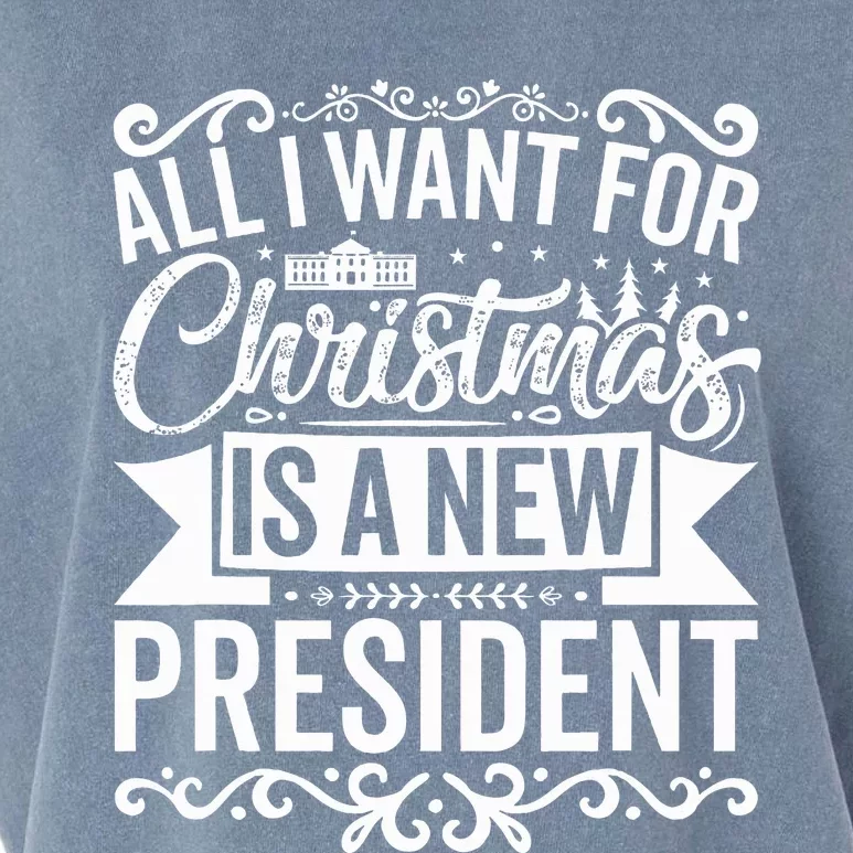 All I Want For Christmas Is A New President Xmas Sweater Garment-Dyed Women's Muscle Tee