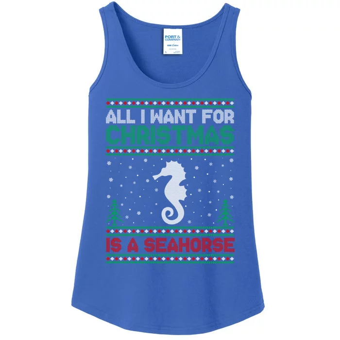 All I Want For Xmas Is A Seahorse Ugly Christmas Sweater Funny Gift Ladies Essential Tank