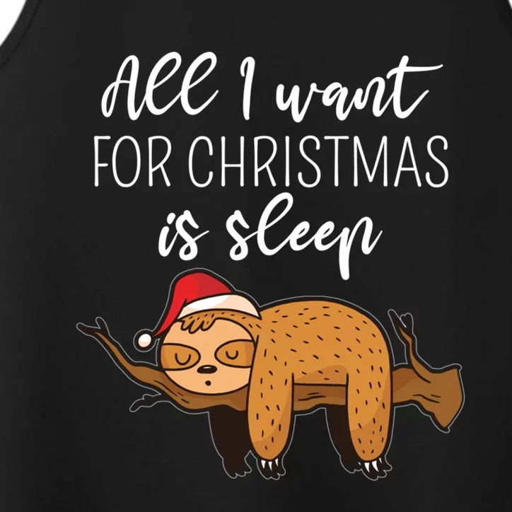 All I Want For Christmas Is Sleep Santa Hat Xmas Nap Fan Great Gift Performance Tank