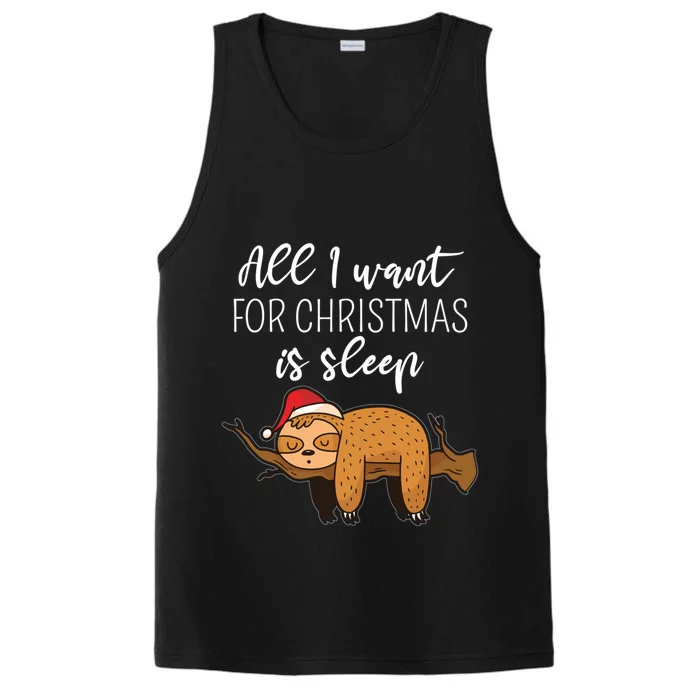 All I Want For Christmas Is Sleep Santa Hat Xmas Nap Fan Great Gift Performance Tank