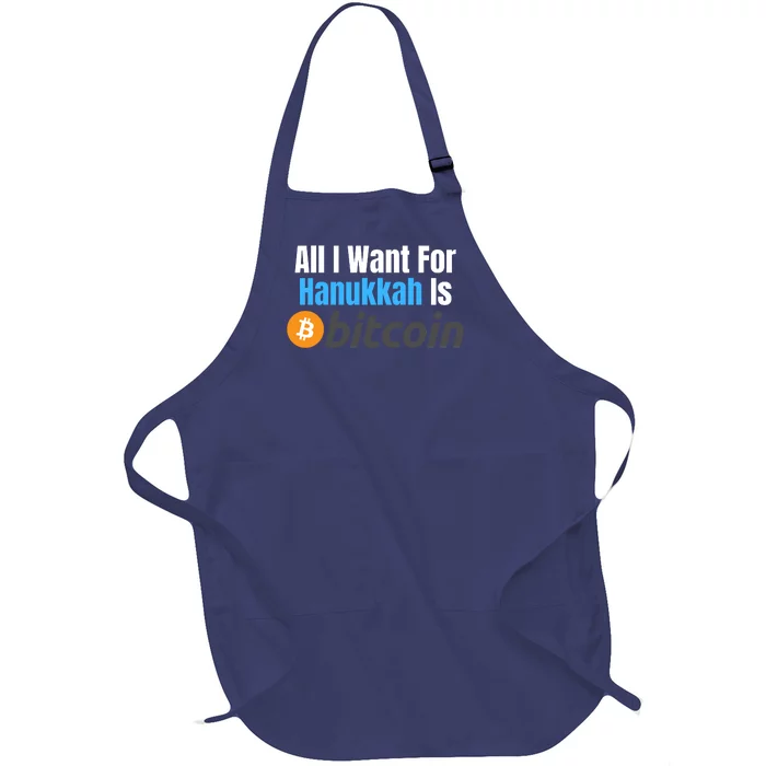 All I Want For Hanukkah Is Bitcoin, Retirement Plan Crypto, Bitcoin Plan B Full-Length Apron With Pocket