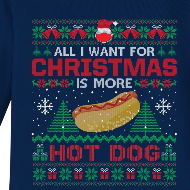 All I Want Is Hot Dog Christmas Pajama Party Cute Gift Baby Long Sleeve Bodysuit