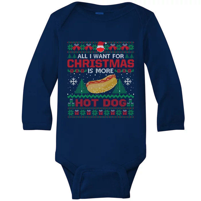 All I Want Is Hot Dog Christmas Pajama Party Cute Gift Baby Long Sleeve Bodysuit