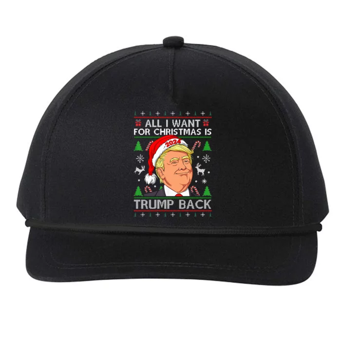 All I Want For Christmas Is Trump Back 2024 Ugly Sweater Snapback Five-Panel Rope Hat