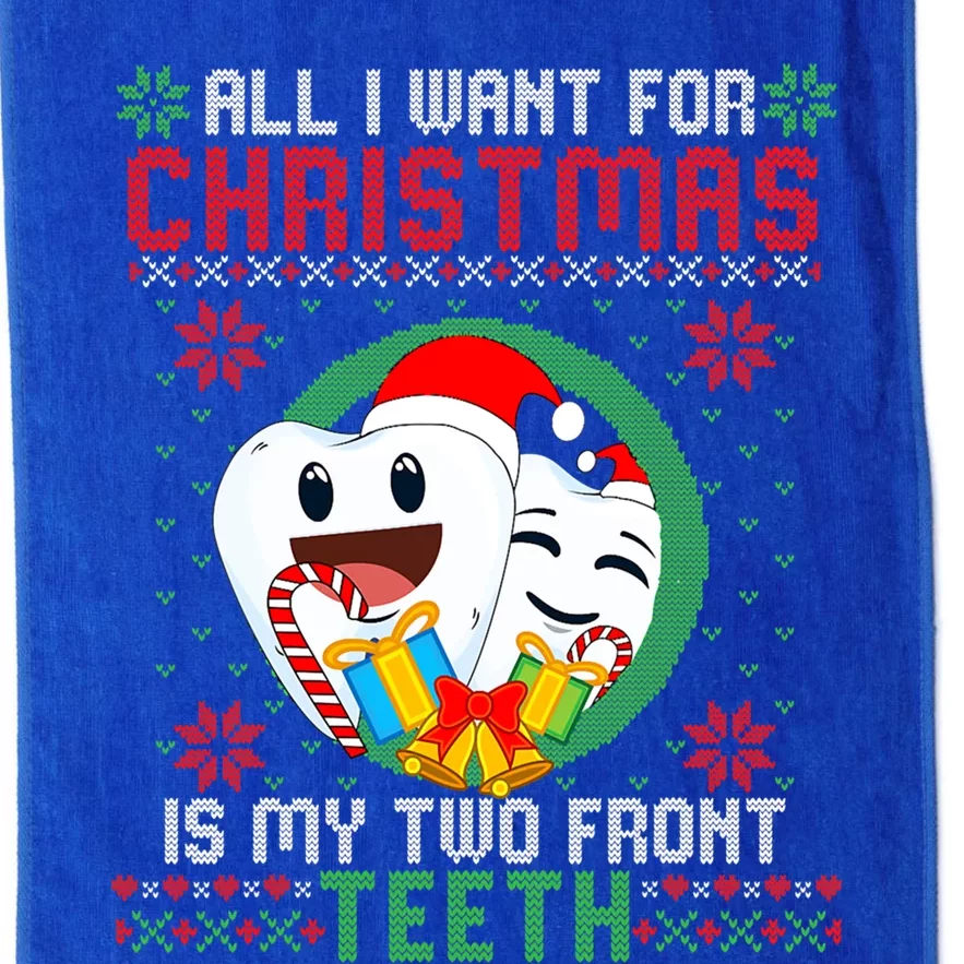 All I Want For Christmas Is My Two Front Teeth Funny Cool Gift Platinum Collection Golf Towel